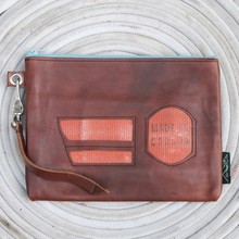 Load image into Gallery viewer, Leather with Vintage Hose Clutch