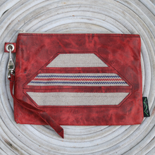 Load image into Gallery viewer, Leather with Vintage Hose Clutch
