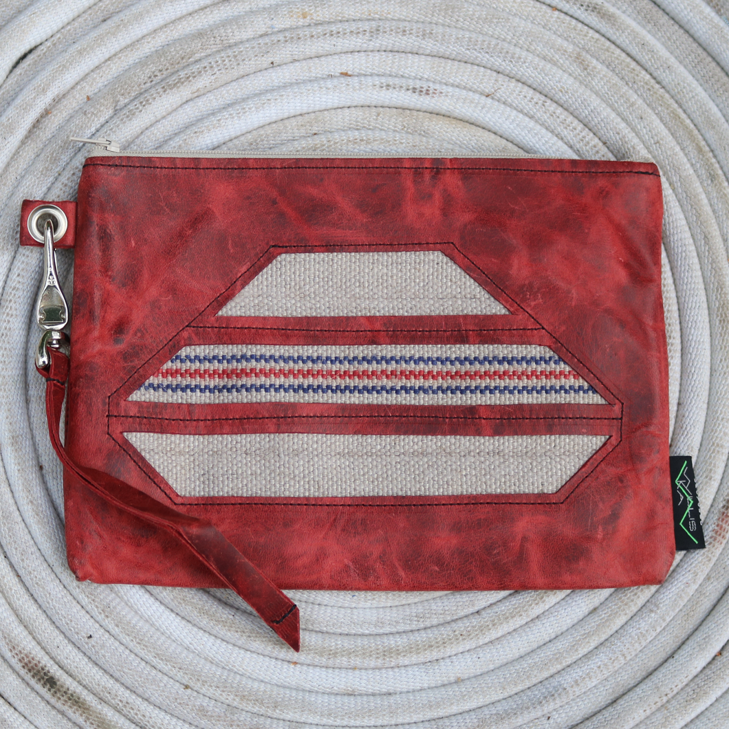 Leather with Vintage Hose Clutch
