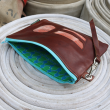 Load image into Gallery viewer, Leather with Vintage Hose Clutch
