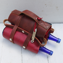 Load image into Gallery viewer, Leather Beverage Carrier