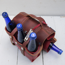 Load image into Gallery viewer, Leather Beverage Carrier