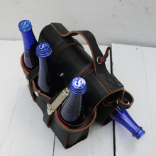 Load image into Gallery viewer, Gift set: Black leather beverage carrier and holster