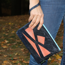 Load image into Gallery viewer, Leather with Vintage Hose Clutch