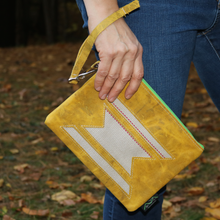 Load image into Gallery viewer, Leather with Vintage Hose Clutch