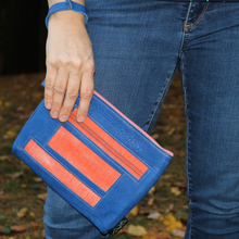 Load image into Gallery viewer, Leather with Vintage Hose Clutch