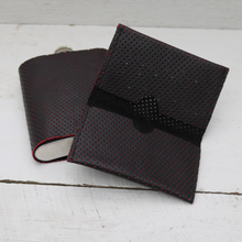 Load image into Gallery viewer, Gift set: Black perforated leather flask and wallet
