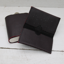 Load image into Gallery viewer, Gift set: Black perforated leather flask and wallet