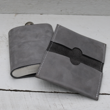 Load image into Gallery viewer, Gift set: Grey leather flask and wallet

