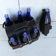 Load image into Gallery viewer, Gift set: Black leather beverage carrier and holster