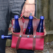 Load image into Gallery viewer, Leather Beverage Carrier