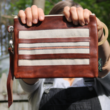 Load image into Gallery viewer, Leather with Vintage Hose Clutch