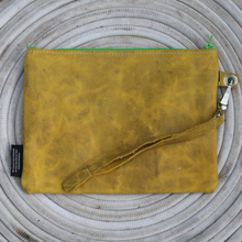 Load image into Gallery viewer, Leather with Vintage Hose Clutch
