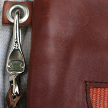 Load image into Gallery viewer, Leather with Vintage Hose Clutch
