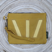 Load image into Gallery viewer, Leather with Vintage Hose Clutch
