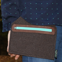 Load image into Gallery viewer, Upcycled Wool Wristlet/ Belt Bag
