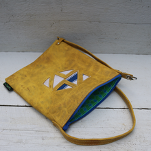 Load image into Gallery viewer, Leather with Vintage Hose Crossbody
