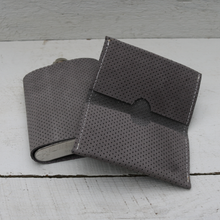 Load image into Gallery viewer, Gift set: Grey perforated leather flask and wallet
