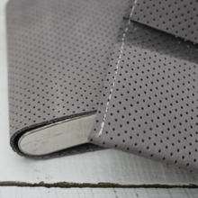 Load image into Gallery viewer, Gift set: Grey perforated leather flask and wallet
