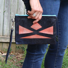 Load image into Gallery viewer, Leather with Vintage Hose Clutch
