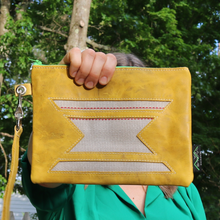 Load image into Gallery viewer, Leather with Vintage Hose Clutch
